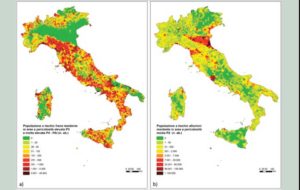 Popolazione a rischio residente in aree a pericolosità da frana elevata P3 e molto elevata P4 PAI su base comunale; b) Popolazione a rischio alluvioni residente in aree a pericolosità media P2 (tempo di ritorno fra 100 e 200 anni) su base comunale