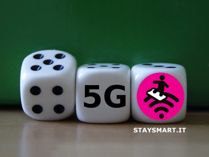 3 dadi con sulle facce visibili i numeri 3,4 e 5, le ultime tre generazioni della telefonia mobile