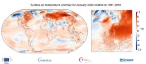 temperature globali gennaio 2020