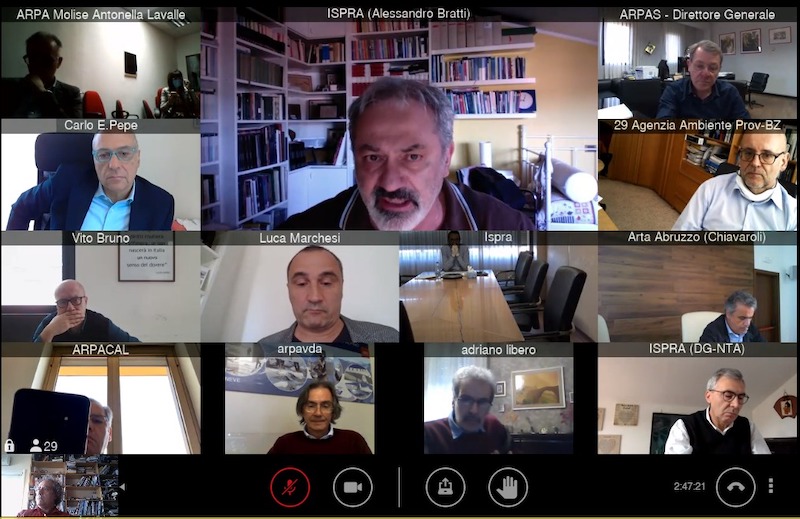 un momento della riunione in videoconferenza del Consiglio SNPA del 30 aprile 2020