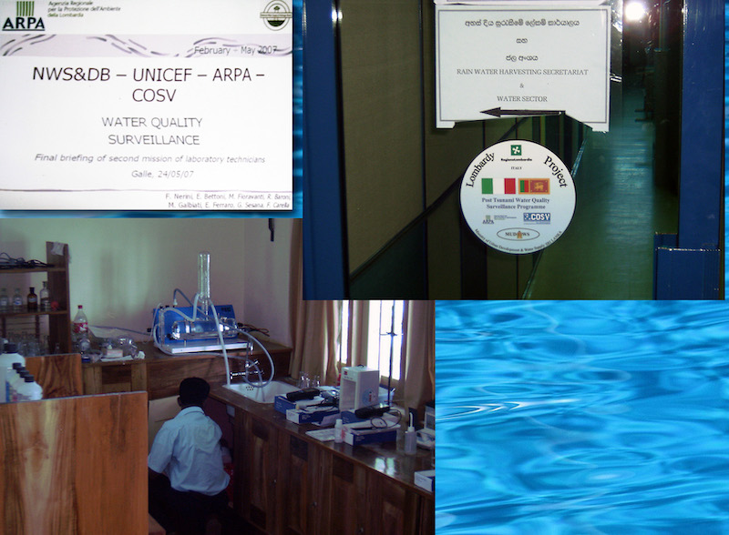 Missione in Sri Lanka, per la formazione del personale per l'uso dei laboratori fissi e mobili per l’analisi delle acque realizzati grazie ai fondi di Regione Lombardia, dopo il maremoto del 2007