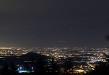 Inquinamento luminoso della pianura veneta ripresa dal Parco Regionale dei Colli Euganei