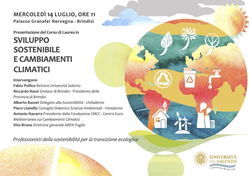 Presentazione del corso di Laurea “Sviluppo sostenibile e cambiamenti climatici” dell’Università del Salento