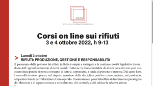 Aperte le iscrizioni al nuovo corso SAFA sui rifiuti