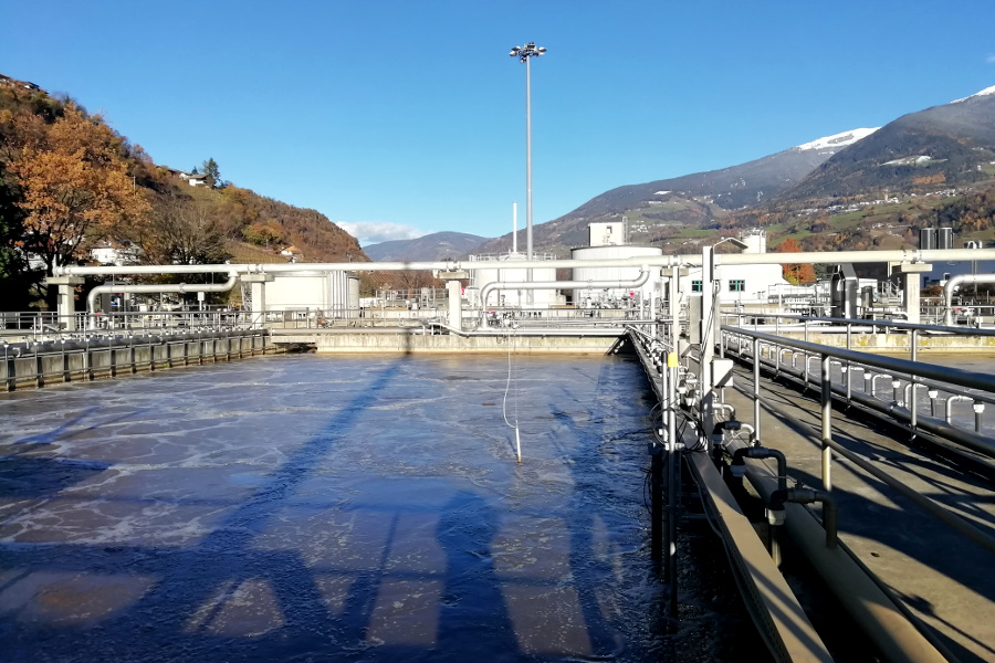 l'impianto di depurazione delle acque di Bressanone in Alto Adige