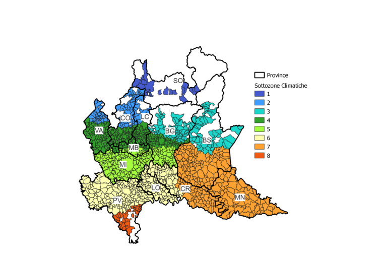 Le sottozone climatiche in Lombardia