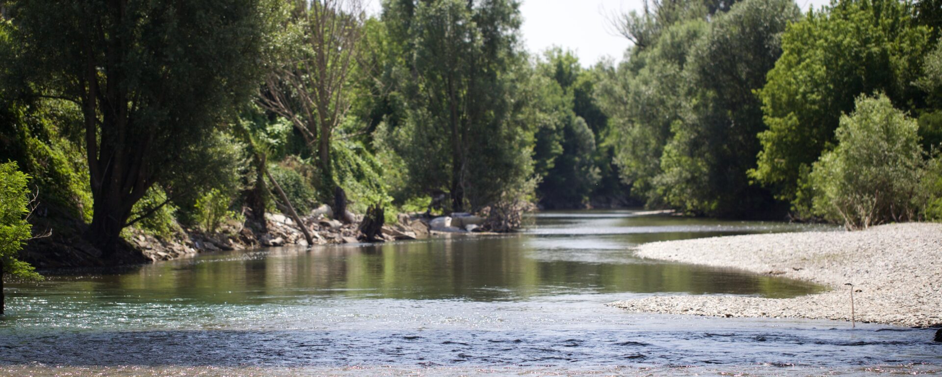 Il tratto del fiume Chiese a Casalmoro (Mn) dove si sono svolte le prove di interconfronto