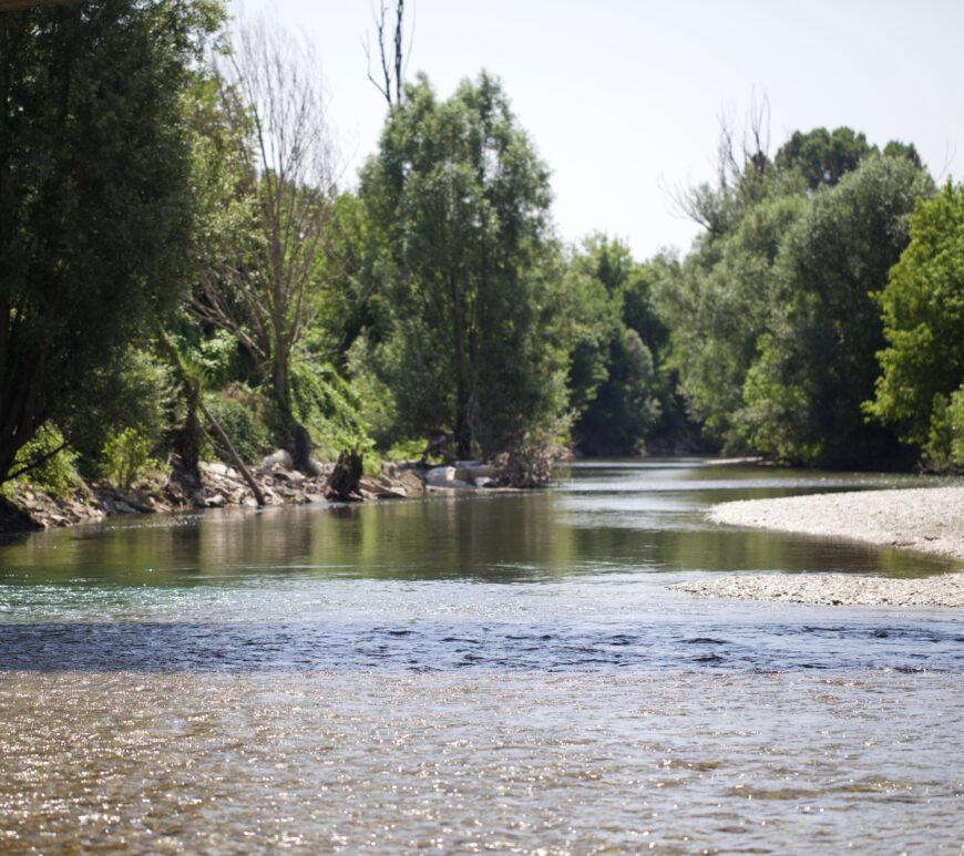 Il tratto del fiume Chiese a Casalmoro (Mn) dove si sono svolte le prove di interconfronto